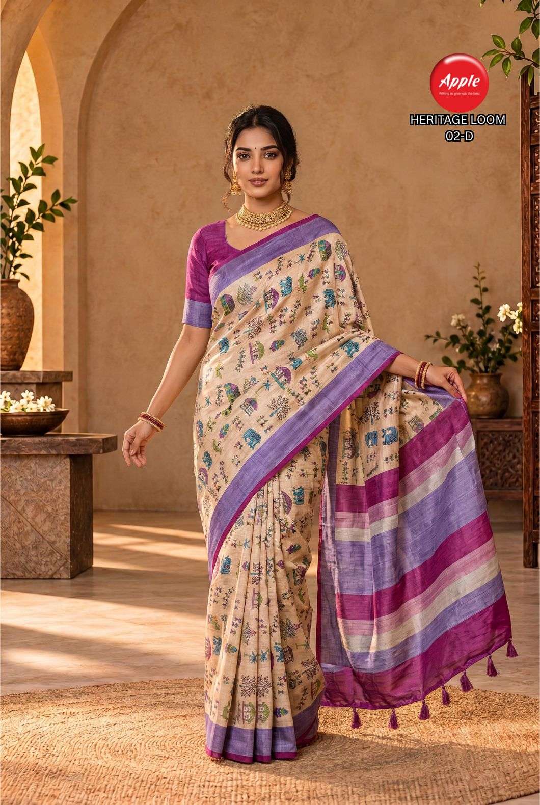 APPLE HERITAGE LOOM VOL 2 SUPER SOFT AND PURE ART SILK FABRIC SAREE WHOLESALE IN SURAT